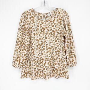Ophelia Roe Leopard Print Peplum Top Size Small